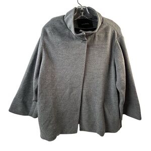 Biancalancia Women's Gray Geometric Wool Jacket Size Large Italian 46 Mid-Length